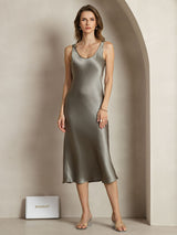 [Grayish Green] SilkSilky-UK Sleeveless Dress 001