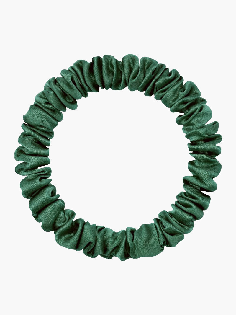 SilkSilky-UK 19Momme Pure Silk Scrunchie DarkGreen 004