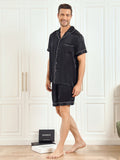 SilkSilky UK Pure Silk Short Sleeve Mens Pajamas Black 004