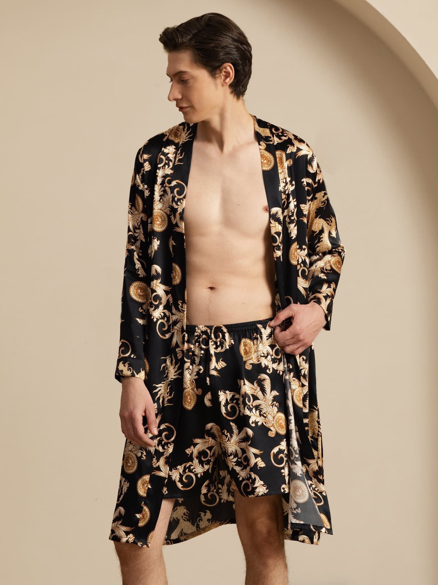[Black Dragon] SilkSilky-UK Long Sleeve Men's Pyjamas 002