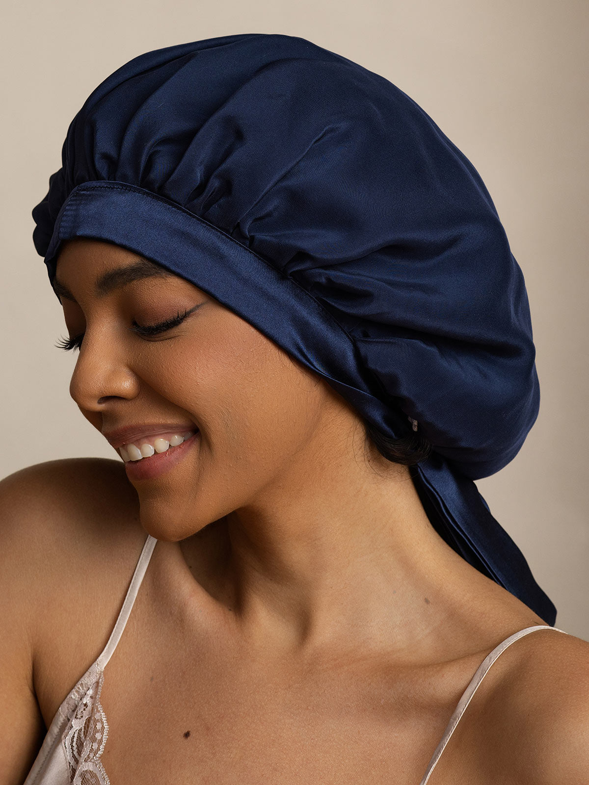[Dark Blue] SilkSilky-UK Pure Silk Sleep Cap 003