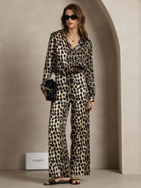 [Leopard] SilkSilky-UK 19Momme Silk Collar Women''s Outfit Sets 005