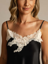 [Black] SilkSilky-UK Spaghetti Strap V Neck Camisole Set 004