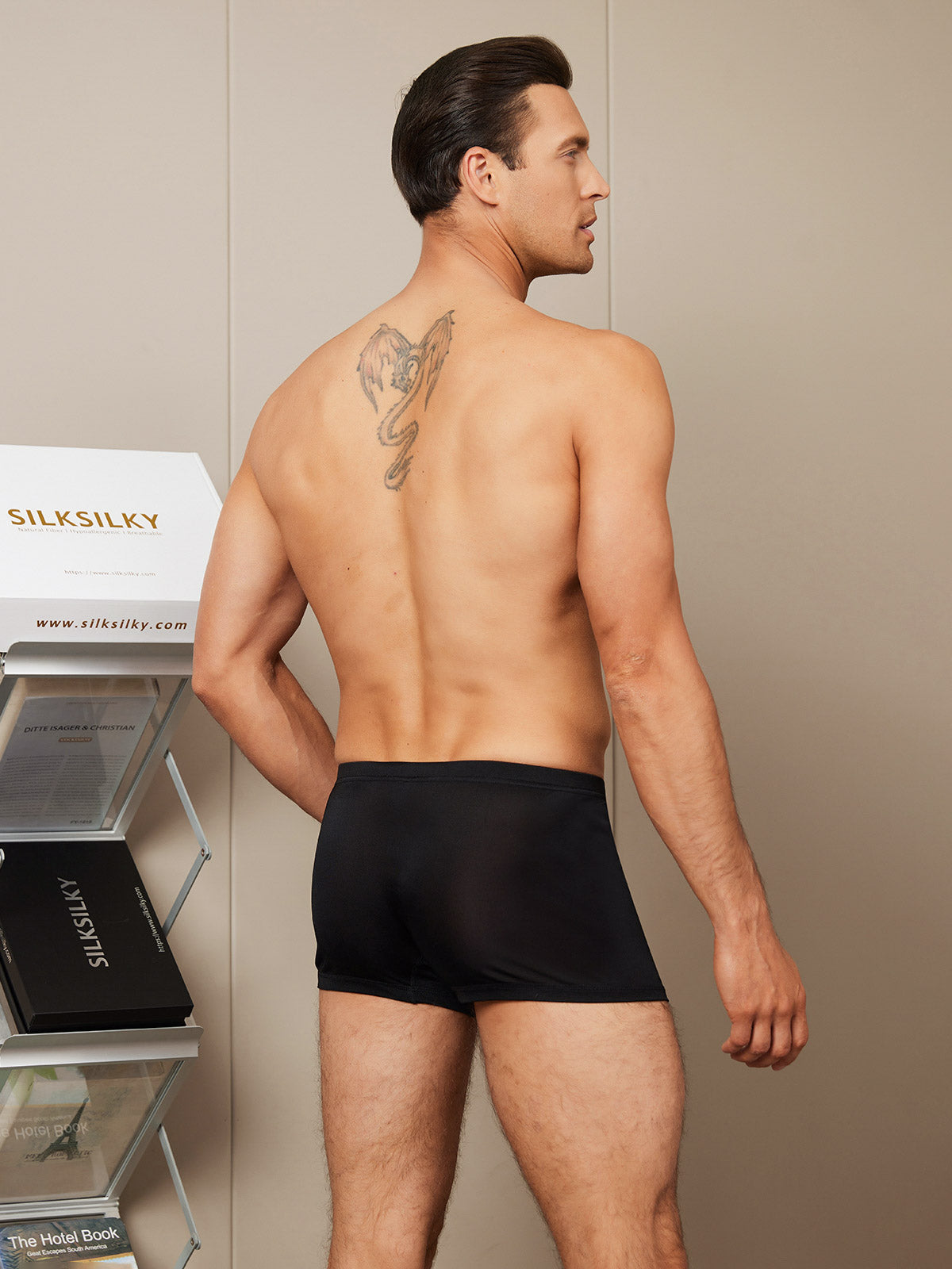 [Black] SilkSilky-UK 100% Silk Jersey Men's Underwear 002
