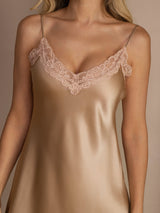 [Champagne] SilkSilky-UK Spaghetti Strap V Neck Nightdress 008