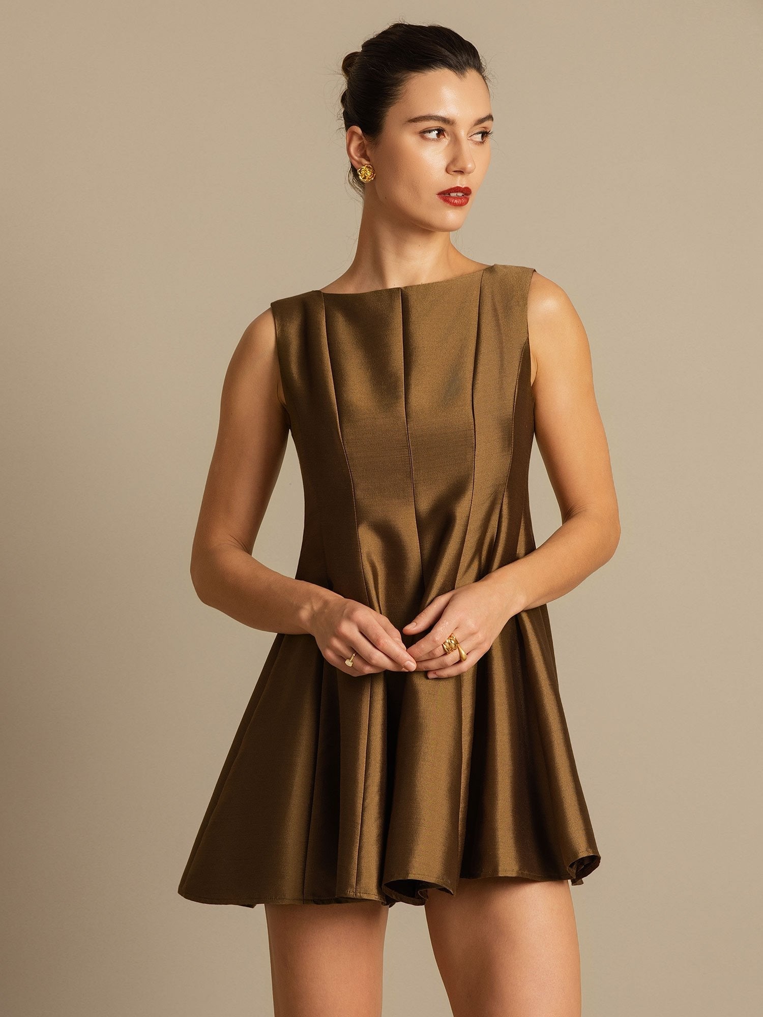 [Bronze] SilkSilky-UK 32Momme Silk-Wool Blend Dress 008,