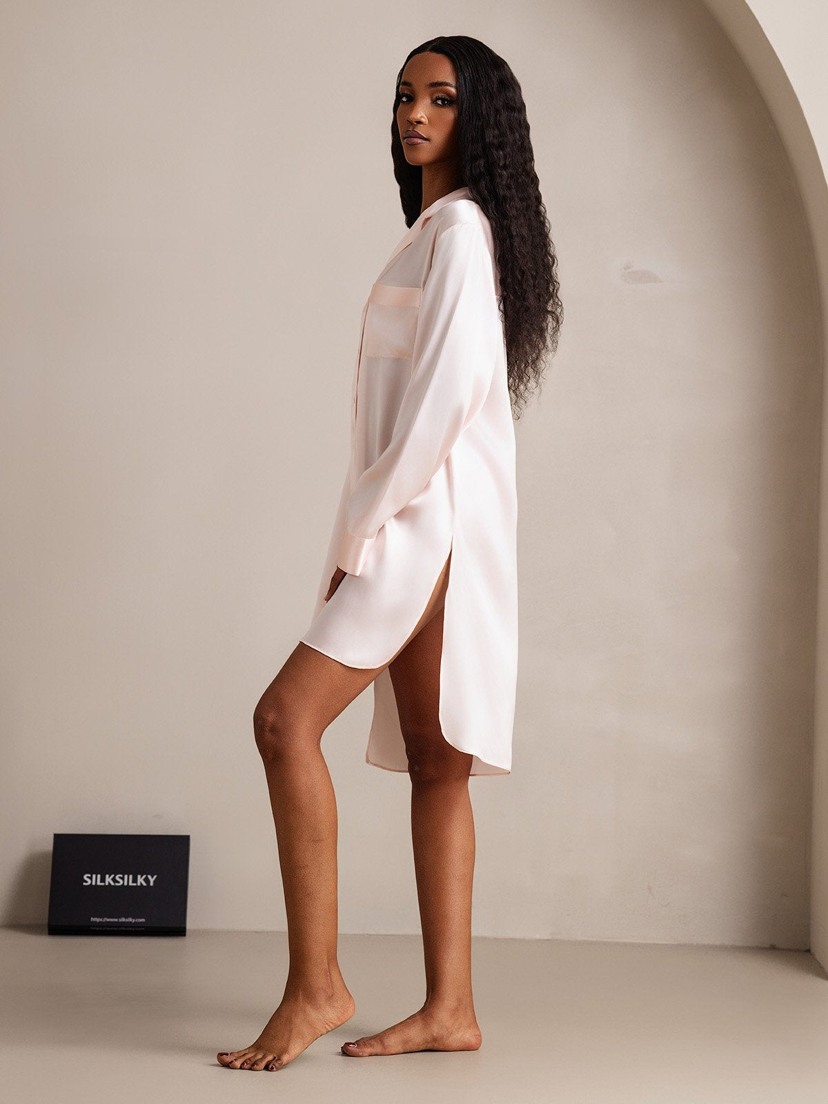 [LightPink] SilkSilky-UK Pure Silk Collar Nightdress 008