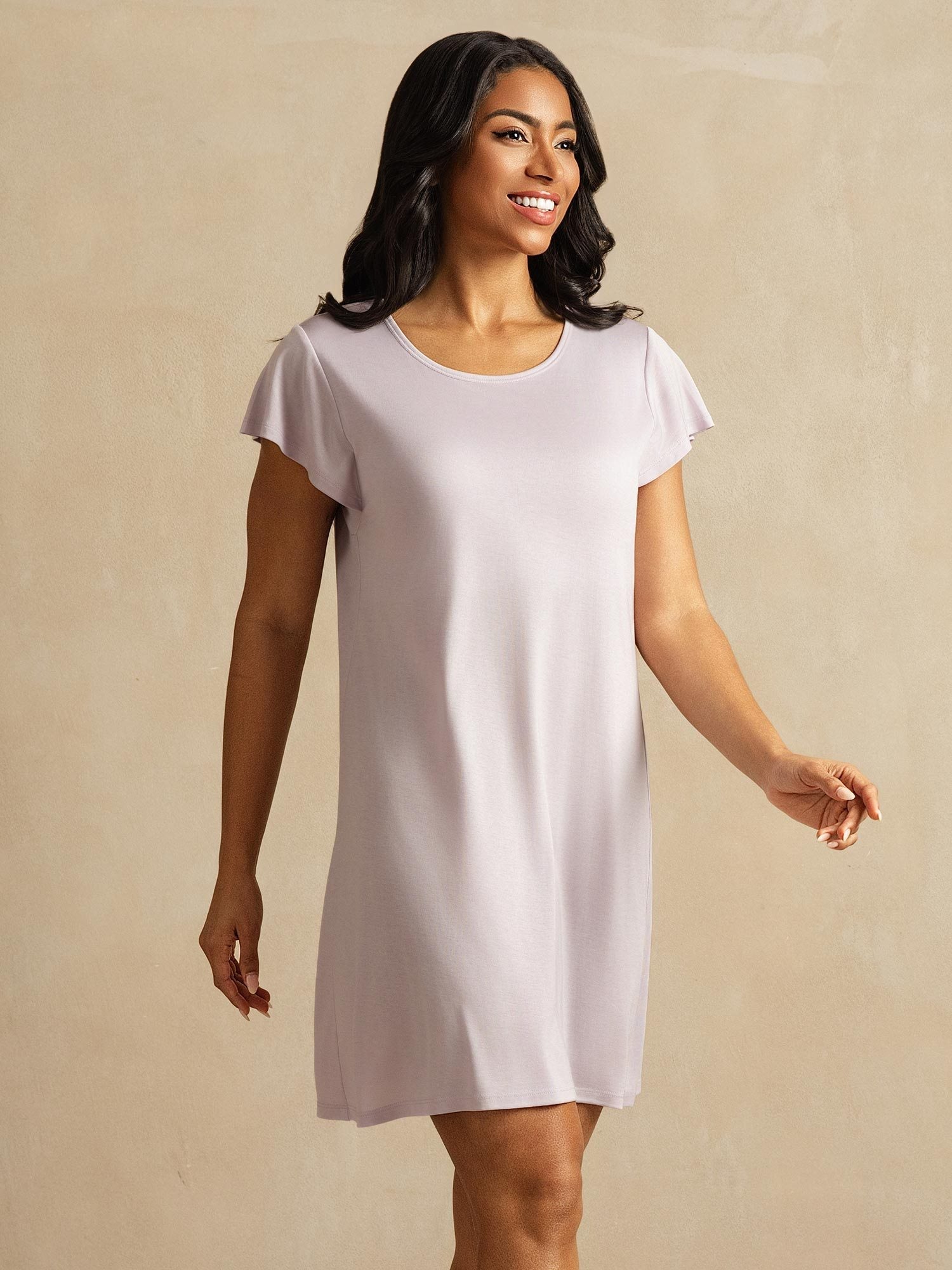 [Lavender] SilkSilky-UK Pure Silk Round Neck Nightdress 003