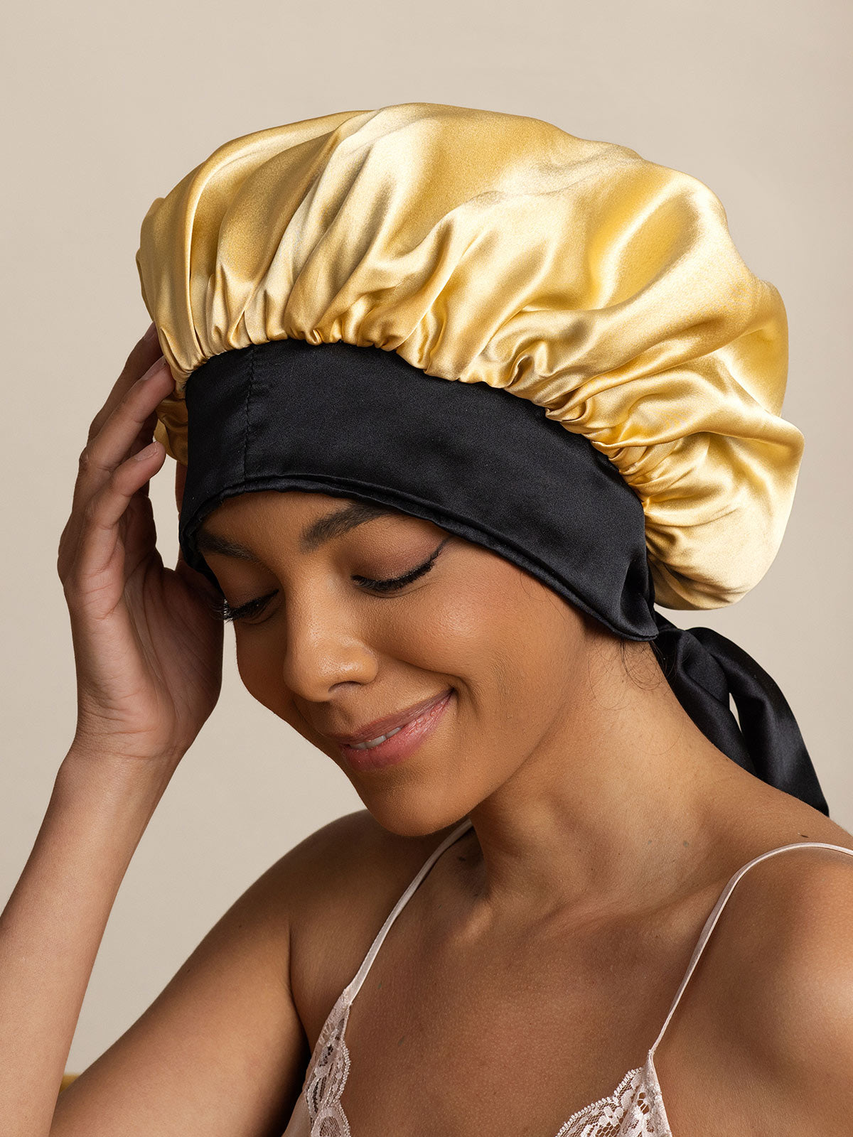 SilkSilky-UK Pure Silk Sleep Cap Champagne 004