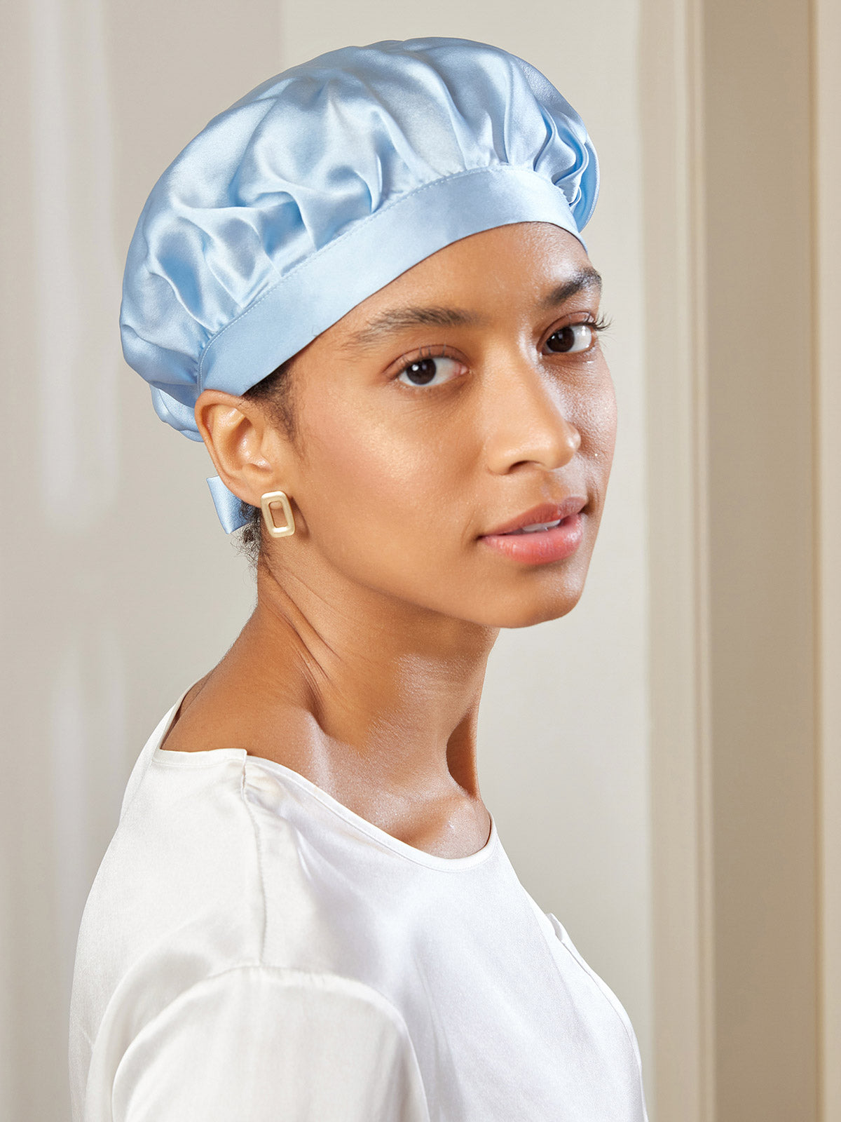 SilkSilky UK Pure Silk Sleep Cap LightBlue 001