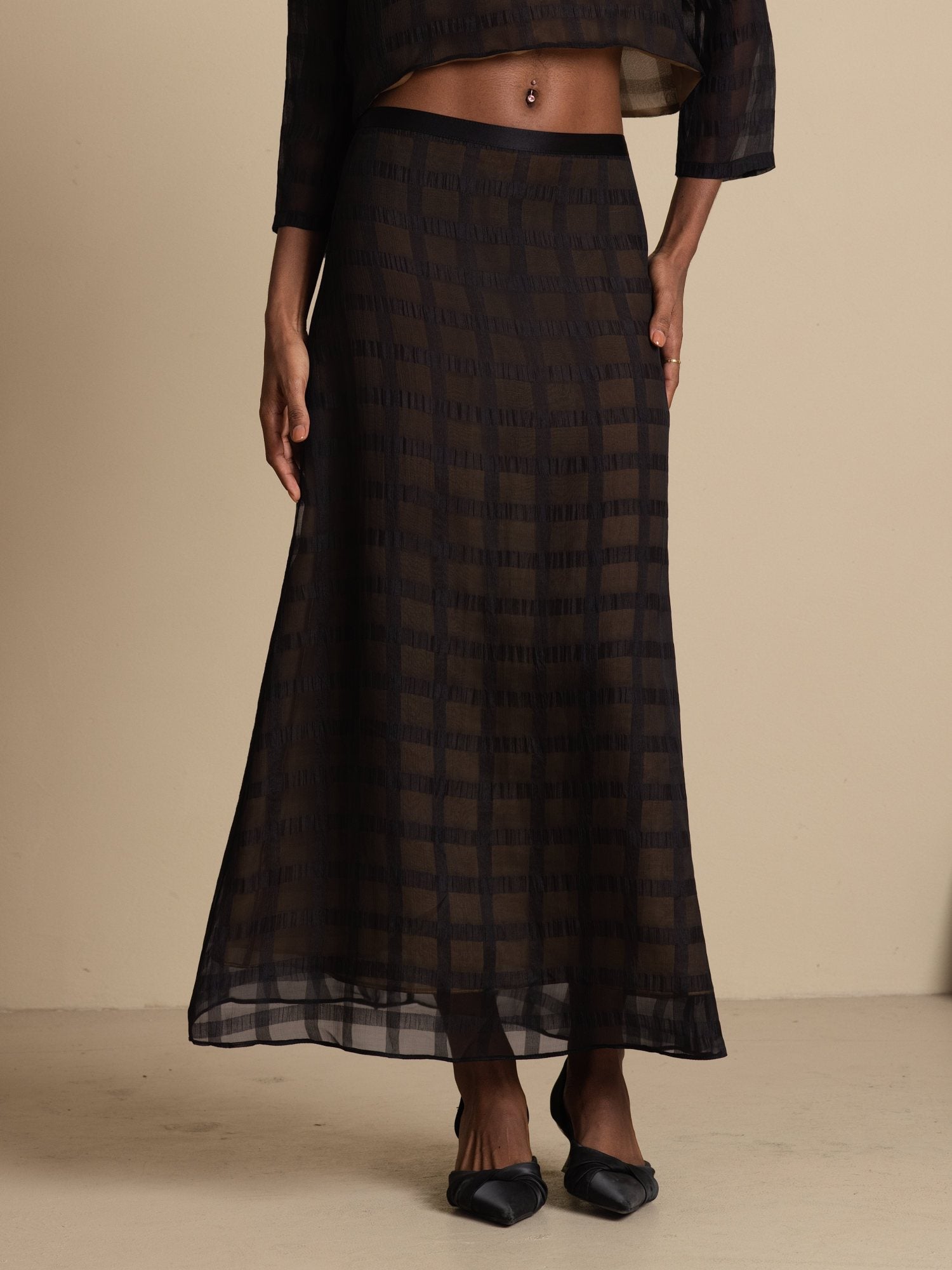 [Black] SilkSilky-UK Pure Silk Skirt 003