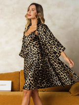 [Leopard] SilkSilky-UK Pure Silk V Neck Nightdress&Dressing gowns 004,
