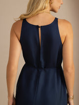 [Dark Blue] SilkSilky-UK Sleeveless Crew Neck Dress 006