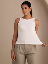[White] SilkSilky-UK Sleeveless Round Neck Camisole 004