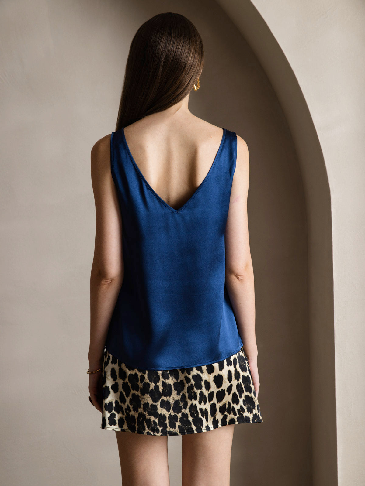 [Dark Blue] SilkSilky-UK 19Momme Silk V Neck Camisole 002