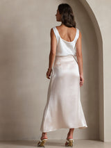 [White] SilkSilky-UK 19Momme Stretch Silk Charmeuse Sleeveless Scoop Neck Camisole 004