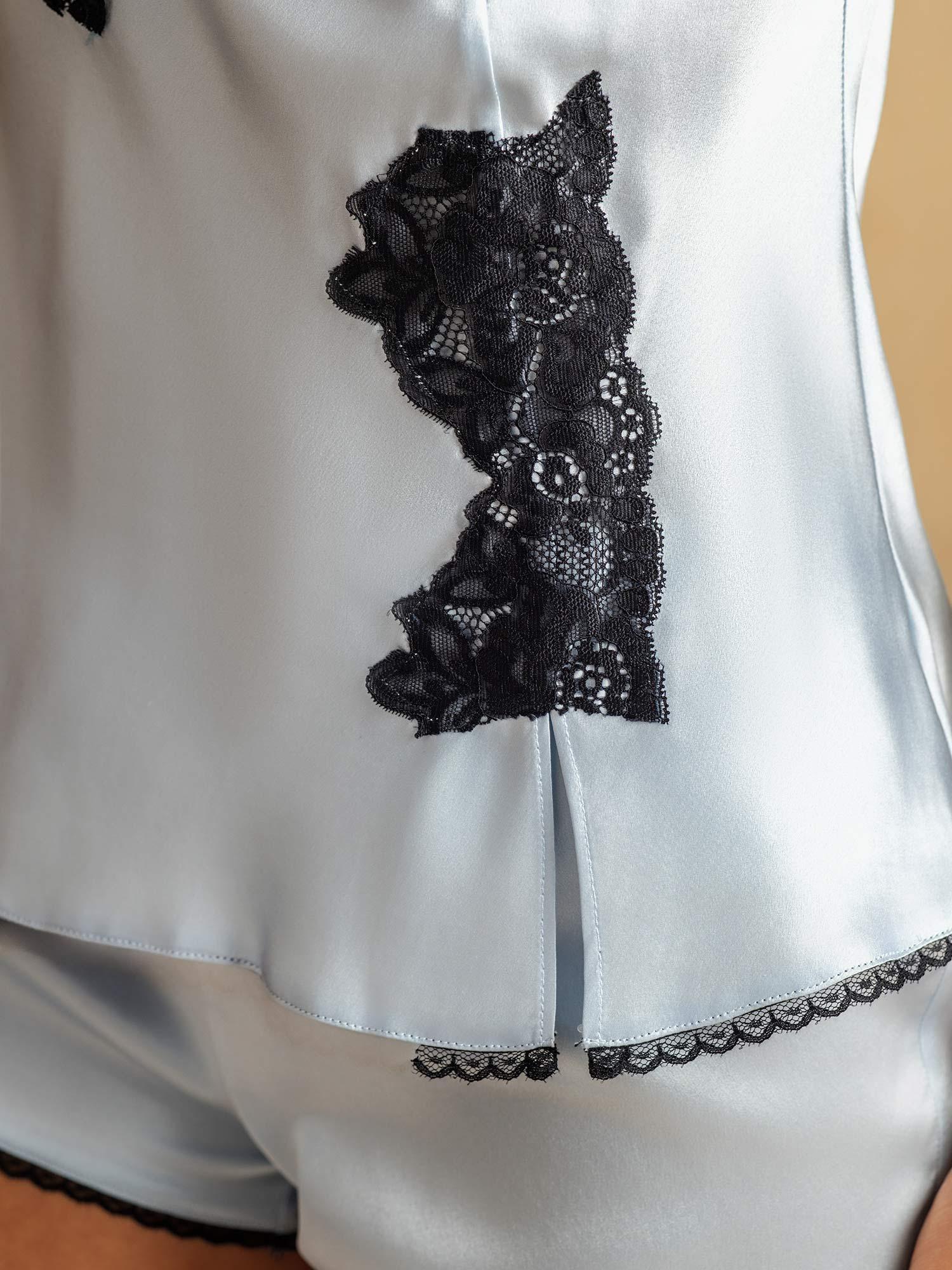 [SkyBlue] SilkSilky-UK Pure Silk Wrap Camisole Set 005