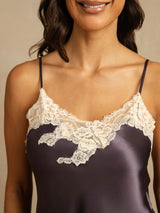 [Purple Gray] SilkSilky-UK Spaghetti Strap V Neck Camisole Set 004