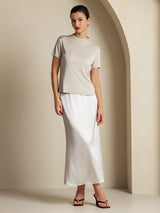 [Light Gray] SilkSilky-UK 19Momme Stretch Silk Charmeuse Skirt 007