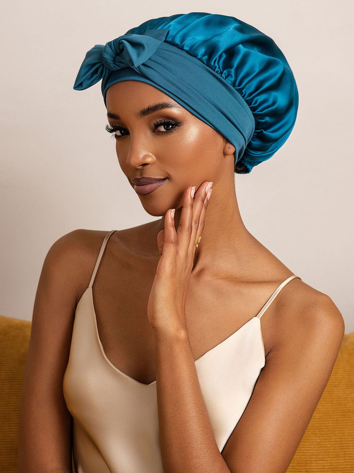 [Teal] SilkSilky-UK Pure Silk Sleep Cap 004