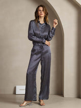 [Navy Ginkgo] SilkSilky-UK 19Momme Silk Womens Pants 003