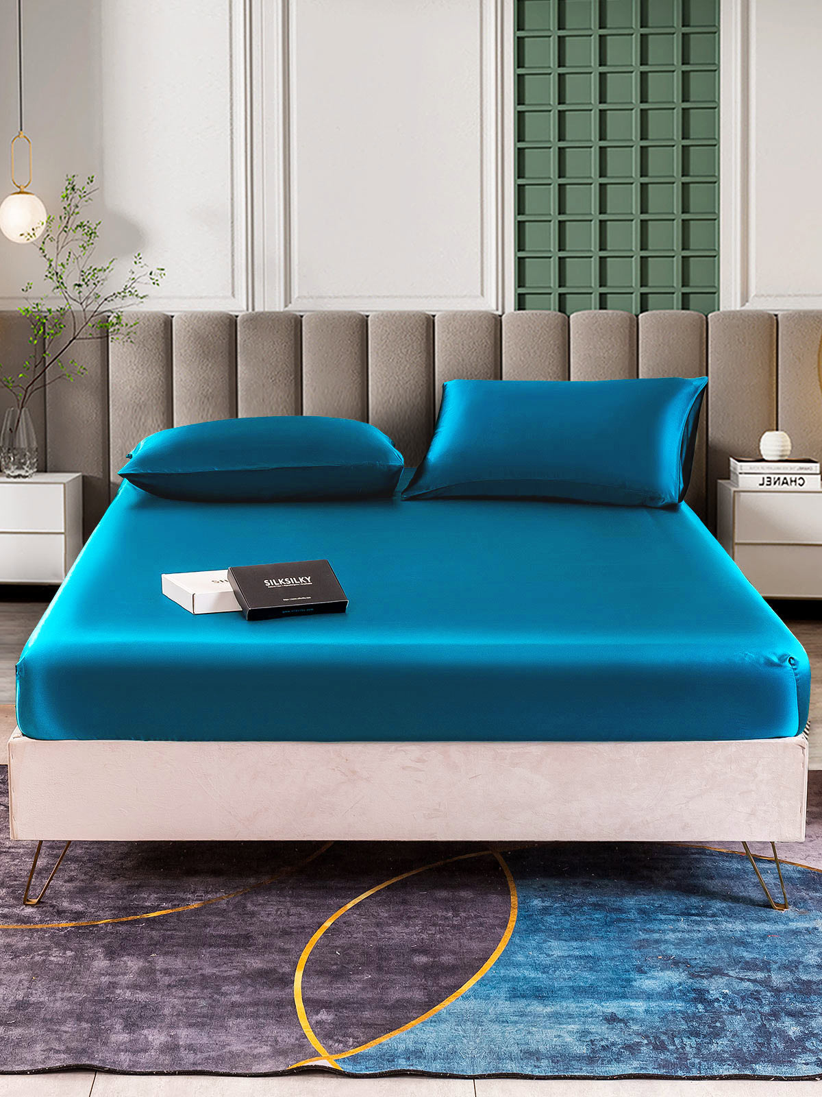 [Teal] SilkSilky-UK 25Momme Pure Silk Bedding Set 002