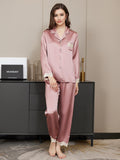 SilkSilky UK Pure Silk Long Sleeve Lapel Women's Pyjamas PaleMauve 005