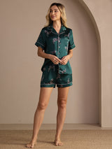[Emerald Zebra] SilkSilky-UK Short Sleeve Lapel Collar Women's Pyjamas 006