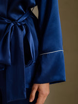 [Dark Blue] SilkSilky-UK Long Sleeve Shawl Collar Women's Pyjamas 004
