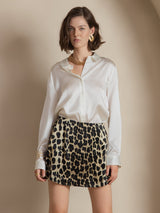 [White] SilkSilky-UK Long Sleeve Lapel Collar Women's Shirt 001