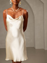 [Light Yellow] SilkSilky-UK Spaghetti Strap Cowl Neck Dress 005