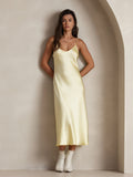 SilkSilky-UK Pure Silk Sleeveless Round Neck Dress Yellow 001