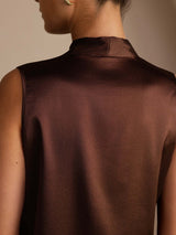 [Bitter Chocolate] SilkSilky-UK Sleeveless Tie Neck Camisole 005