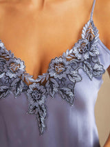 [Steel Blue] SilkSilky-UK Spaghetti Strap V Neck Nightdress 004