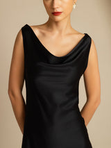 [Black] SilkSilky-UK Sleeveless Cowl Neck Dress 003