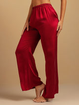 [Wine] SilkSilky-UK 19Momme Machine-Washable Silk Women's Sleep Shorts 007