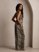 [Leopard] SilkSilky-UK Pure Silk Boat Neck Camisole Set 002,