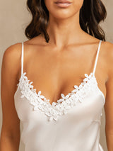 [White] SilkSilky-UK Spaghetti Strap Nightgown 005