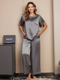 SilkSilky UK Pure Silk Short Sleeve Womens Pajamas DarkGray 003