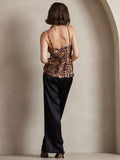 SilkSilky UK Pure Silk Sleeveless V Neck Camisole Leopard 002