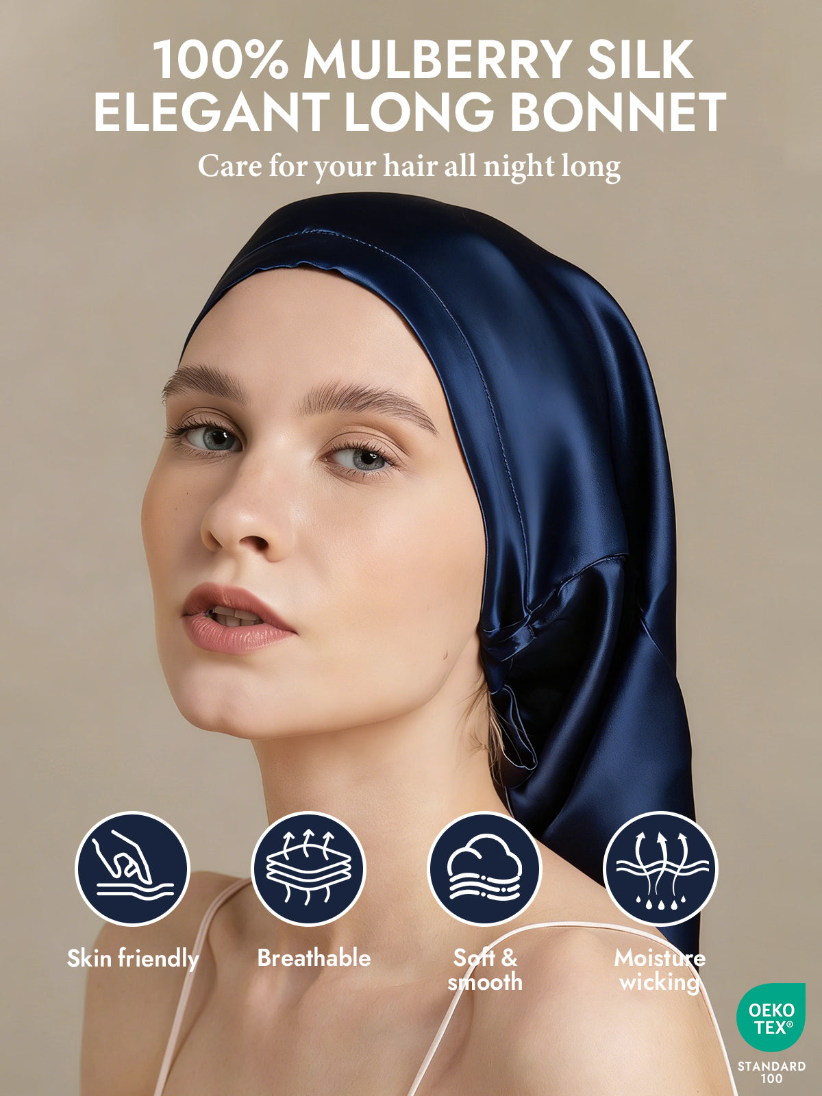 [Dark Blue] SilkSilky-UK Sleep Cap 002