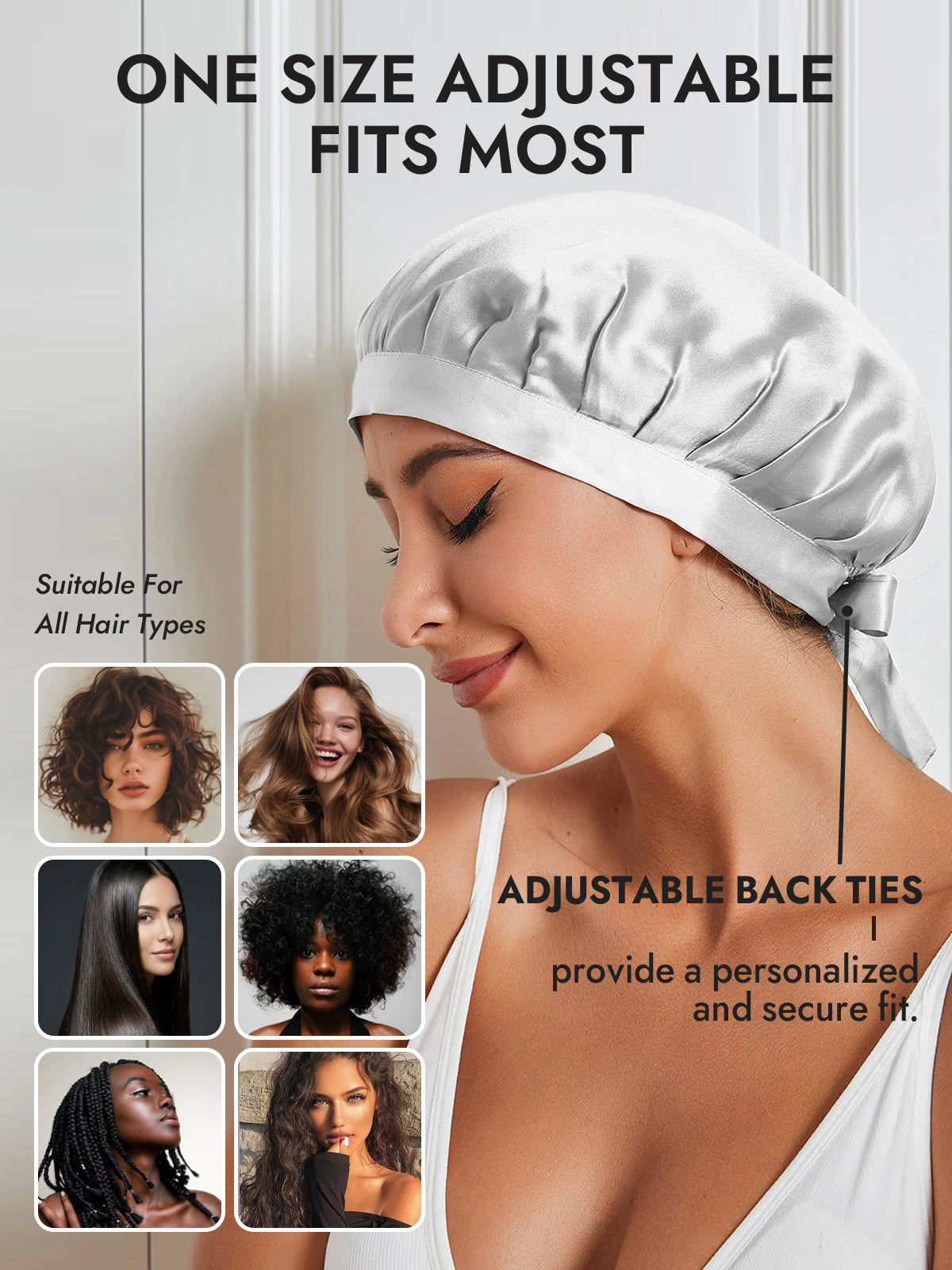 [Silver] SilkSilky-UK Pure Silk Sleep Cap 005