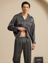 [Black Ginkgo] SilkSilky-UK 19Momme Long Sleeve Notch Collar Men's Pyjamas 004