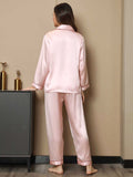 SilkSilky UK Pure Silk Long Sleeve Lapel Women's Pyjamas Pink 002