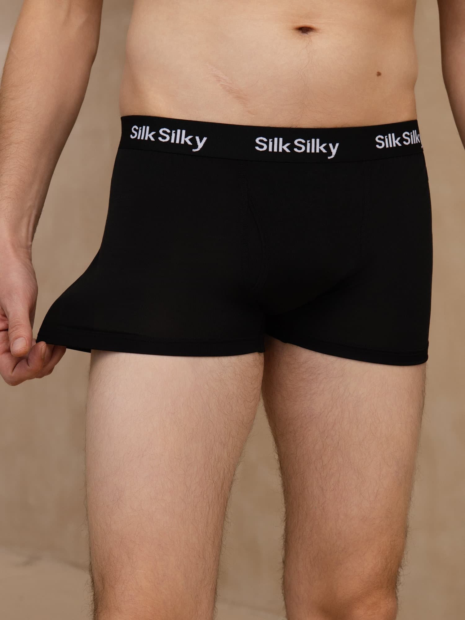[Black] SilkSilky-UK 100% Silk Jersey Men's Underwear 004
