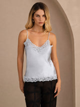 [Grayish Blue] SilkSilky-UK Spaghetti Strap V Neck Camisole 003