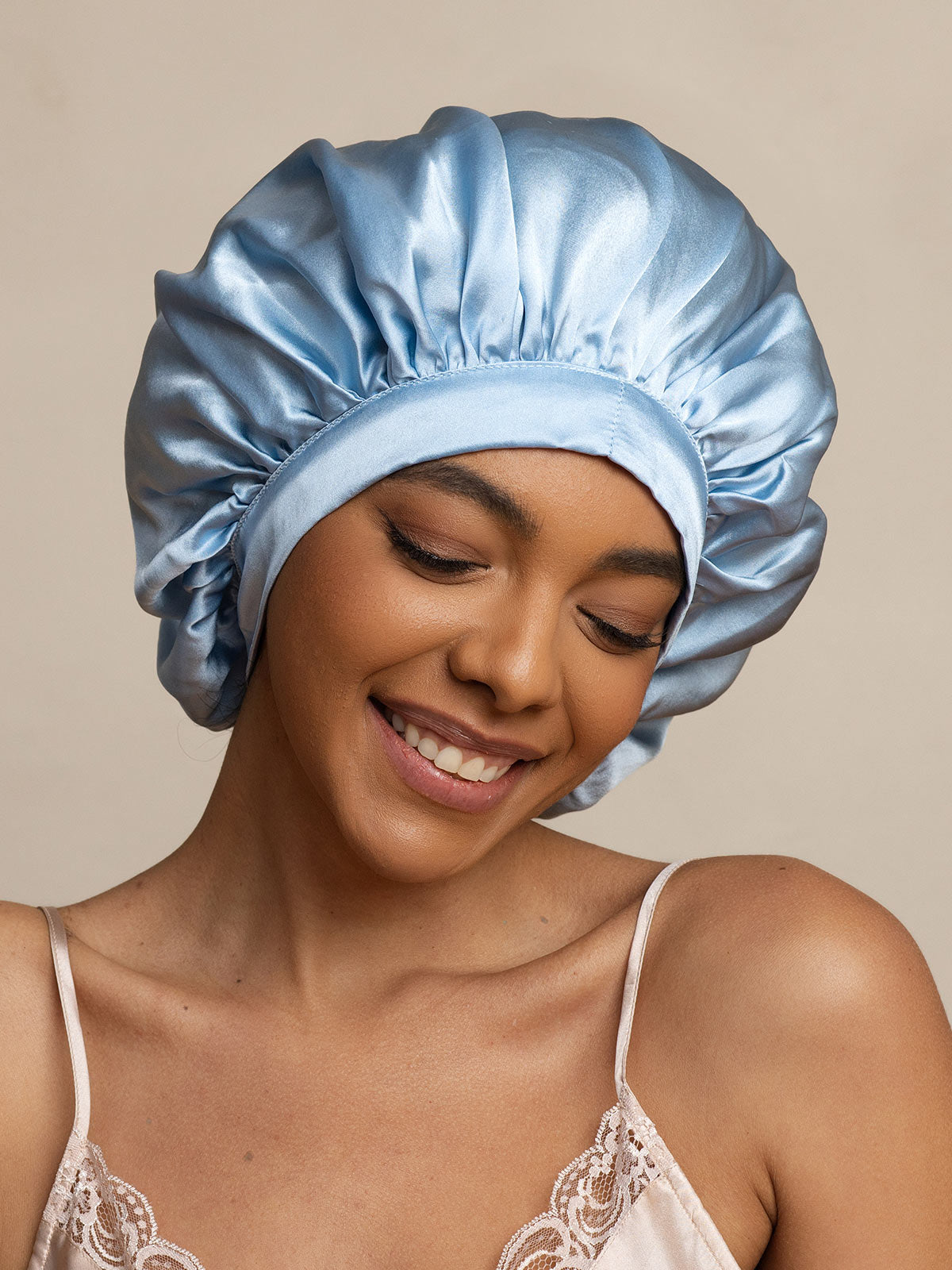 [Light Blue] SilkSilky-UK Pure Silk Sleep Cap 004