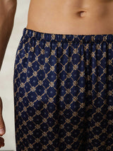 [Navy Chain] SilkSilky-UK Men's Sleep Shorts 006