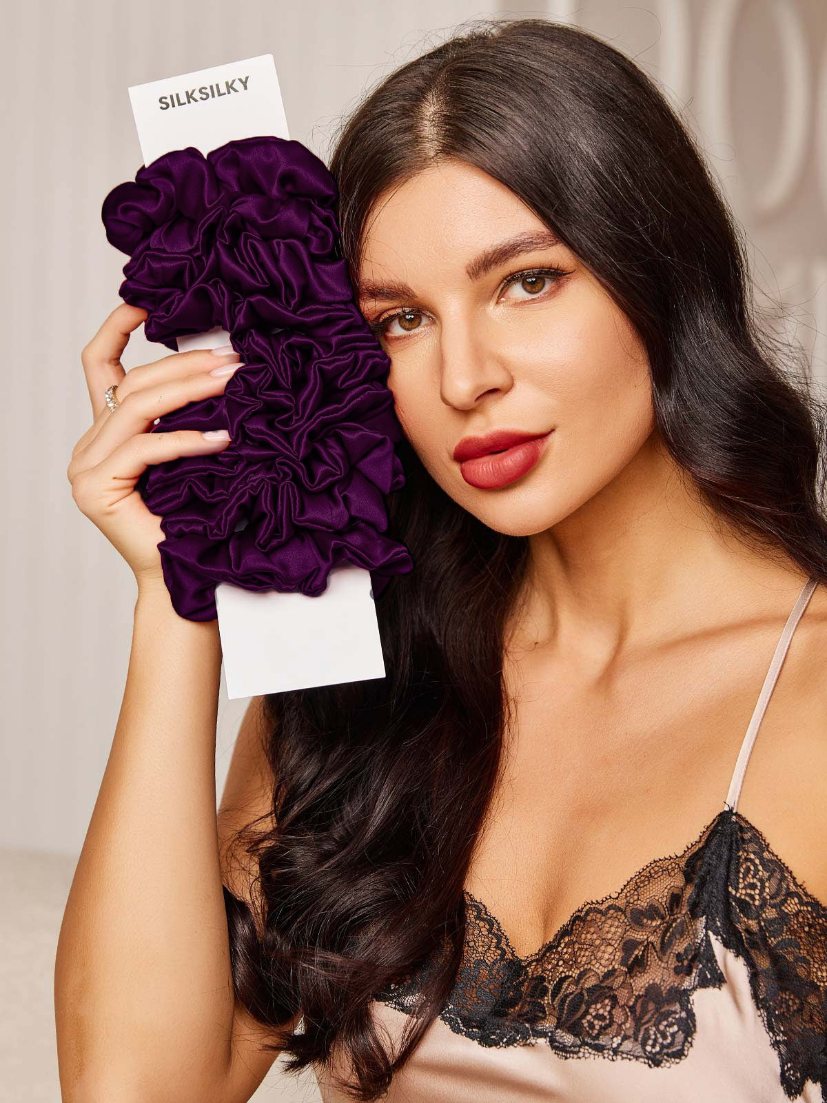 [Deep Purple] SilkSilky-UK 19Momme Pure Silk Scrunchie 002