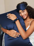 SilkSilky UK 19Momme Pure Silk Pillowcase Set DarkBlue 001